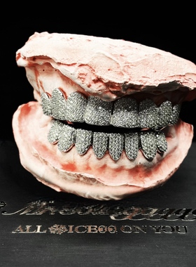 Mr.Blingggggg欧美嘻哈珠宝 定制满钻上8下8割线款Grillz牙钻牙套