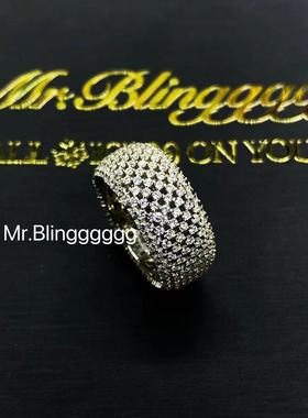 情侣925银嘻哈说唱不掉色戒指闪