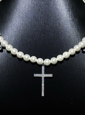Mr.Bling情侣三十字架珍珠项链