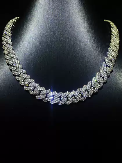 Mr.Blingggggg European and American Hip-Hop Jewelry 15mm Double-Row Diamond-Studded Cuban Chain Cuban Link
