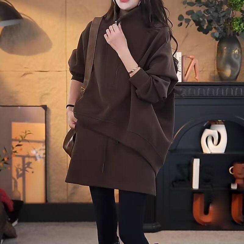 高级感加厚高领卫衣短裙两件套装女秋冬新款妈妈减龄时尚洋气穿搭