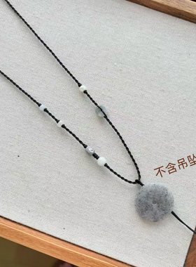 原创手工简约黑色高档项链绳翡翠金锁佛公金吊坠挂绳款送闺蜜礼物