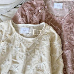 Fleur国风系列 秋季限定 金丝绒手工梅花珠片绣新中式上衣