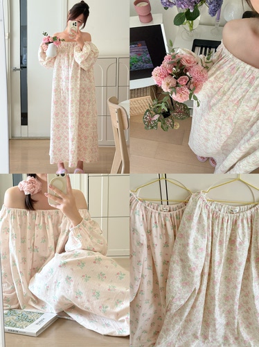 Petite Fleur初秋限定 玫瑰花园婴儿布超亲肤睡衣长裙家居服