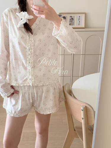 PetiteFleur 甜睡系列 奶油格桑花温柔甜美家居服套装
