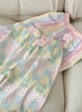 Petite Fleur独家限定 夏日缤纷彩虹系超舒服纯棉家居裤遛弯裤