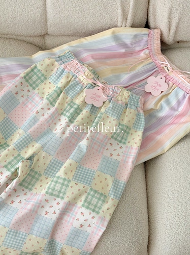 Petite Fleur独家限定 夏日缤纷彩虹系超舒服纯棉家居裤遛弯裤