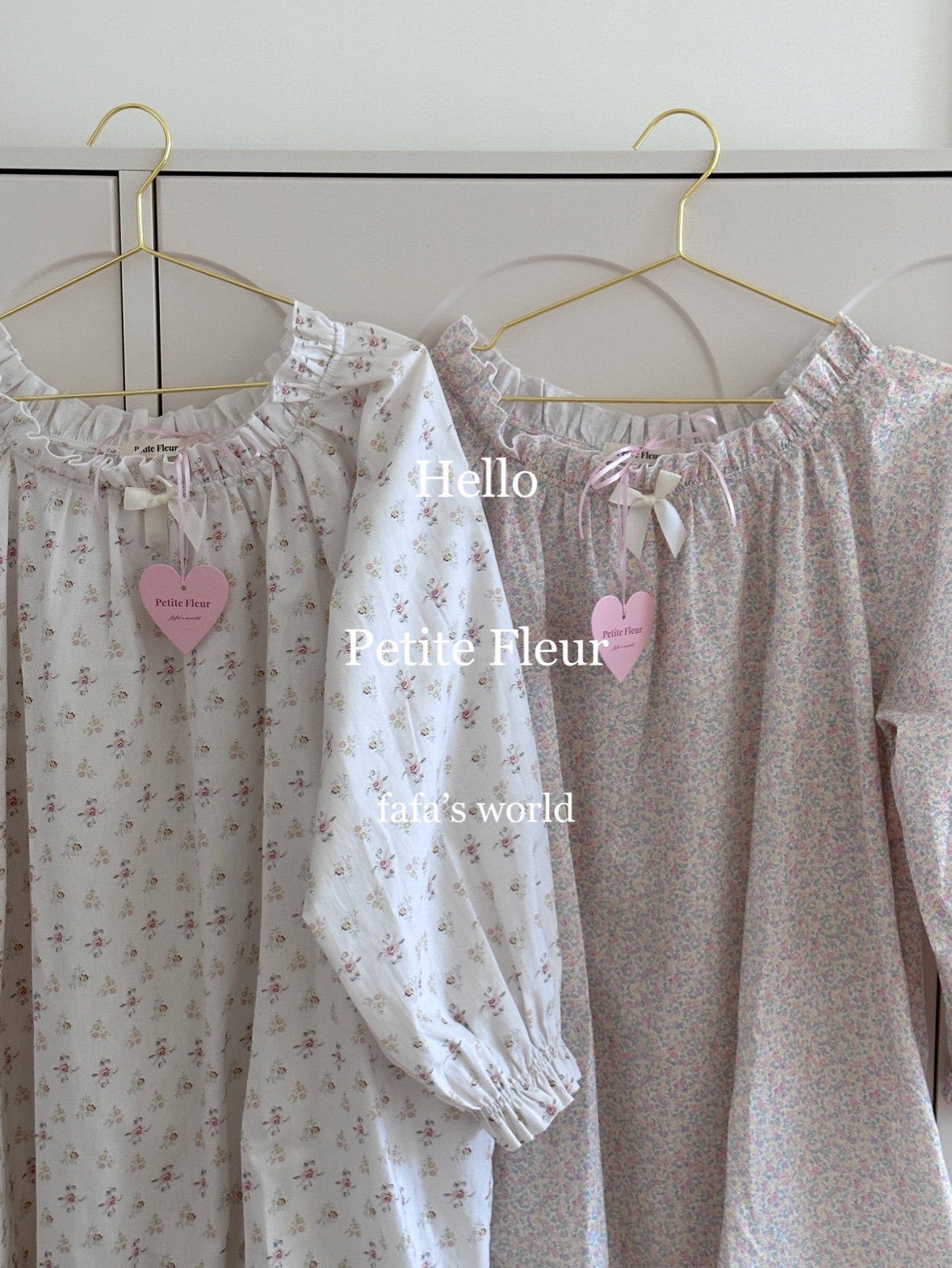 法式碎花纯棉长袖睡裙