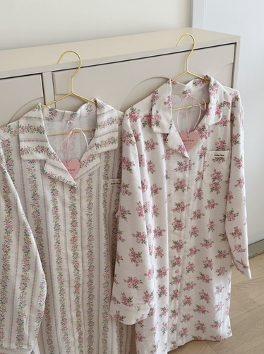 PetiteFleur磨毛花花睡裙家居服