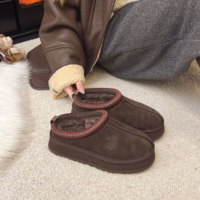 毛毛拖鞋女2025新款冬季雪地靴