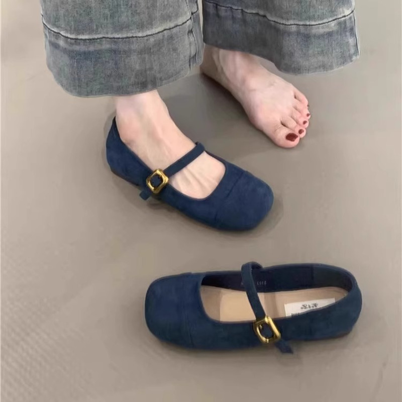 浅口单鞋女春秋新款平底玛丽珍鞋