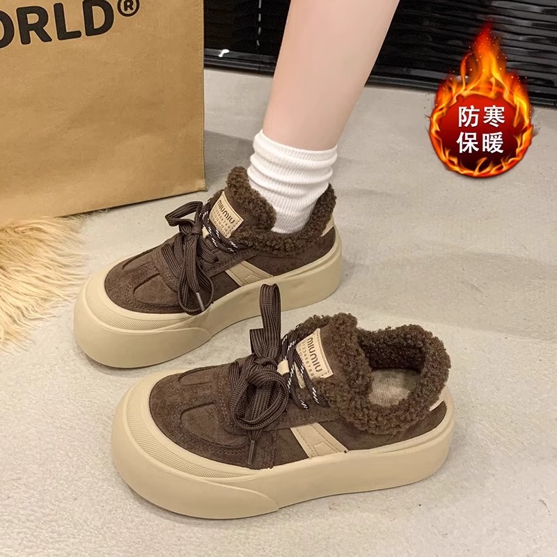 板鞋女款2025冬季新款加绒保暖