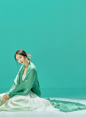 粉墨千秋 原创宽袖亮丝开衫古典舞蹈纱衣绿色新中式开衫