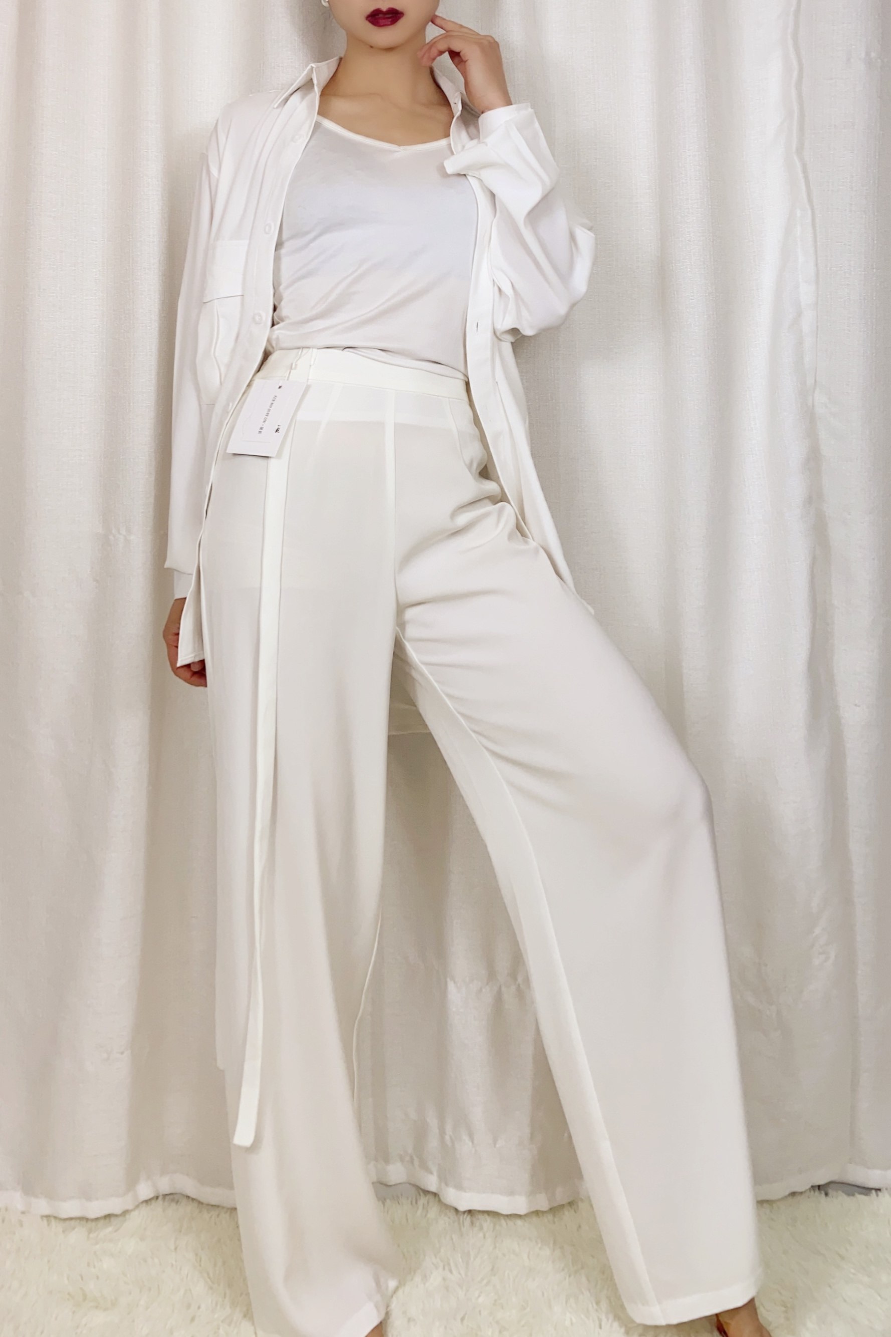 高腰粉墨千秋套装长裤