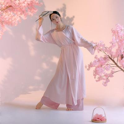 紫色宽松圆领改良阔腿裤