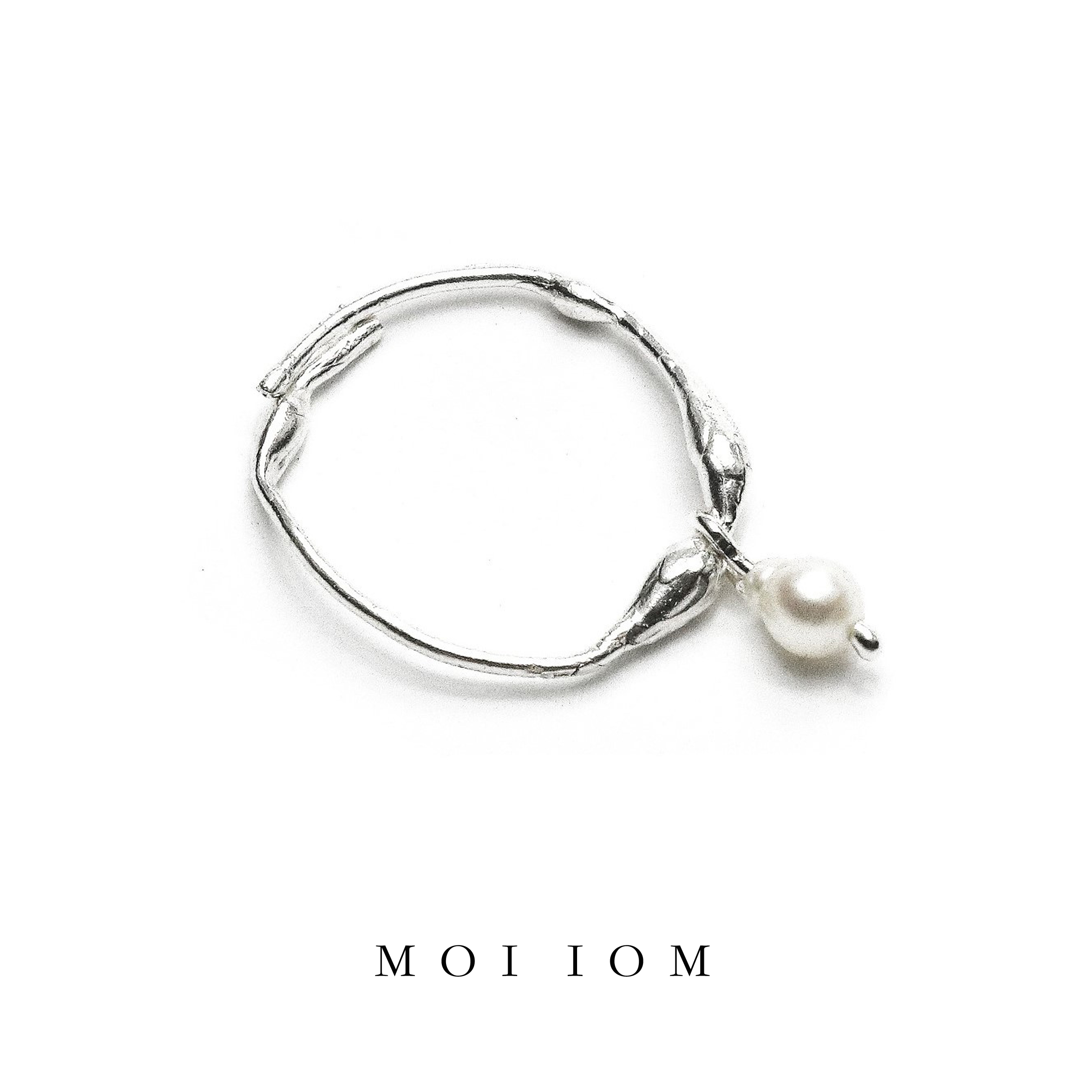 moiiom925银水滴肌理珍珠戒指