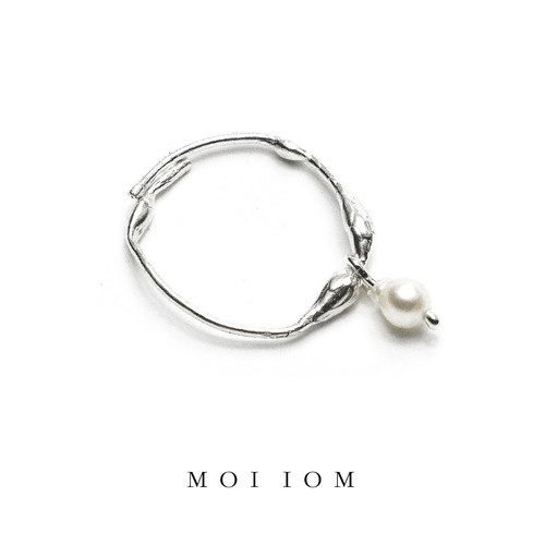 moiiom925银水滴肌理珍珠戒指