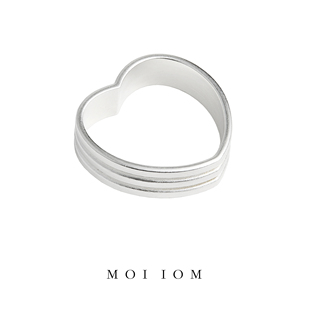 moi iom小众原创设计全手工定制925银极简线条爱心戒指