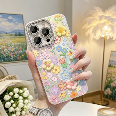 立体花朵精孔羽纱手机壳适用小米17ULTRA保护套15SPRO镜头膜CIVI3全包14小众13防摔12满屏小花10至尊11/12夏