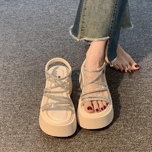 凉鞋女款2025新款夏季超火绝美配裙子百搭不累脚增高厚底罗马鞋子