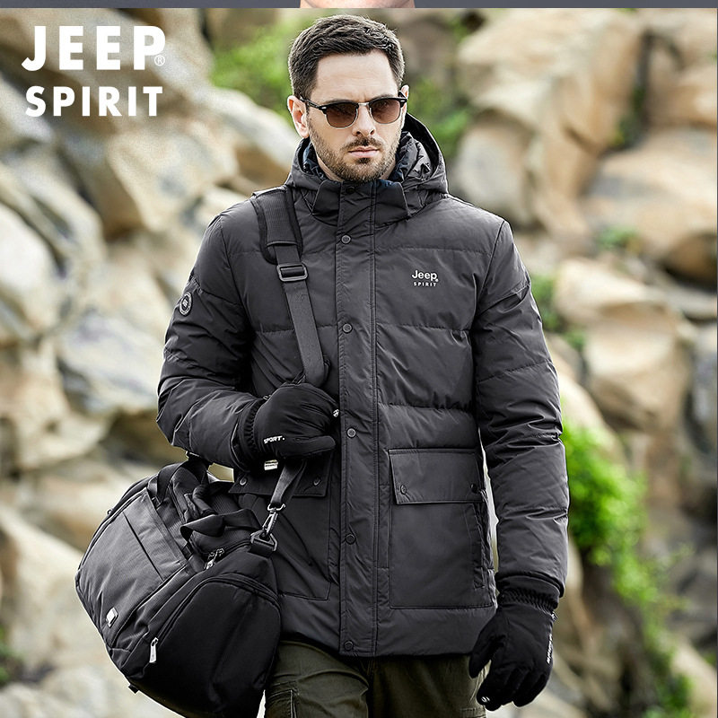 JEEP SPIRIT吉普休闲新冬白鸭绒羽绒服青年白鸭绒休闲男加厚外套
