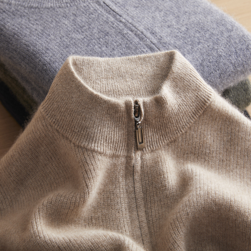 秋冬新款100纯山羊绒衫男士厚款