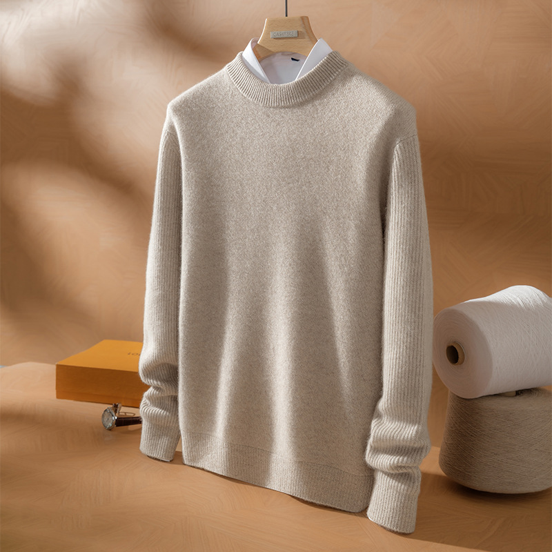 秋冬半高领100纯羊绒衫男加厚套