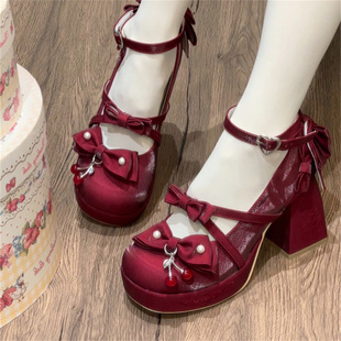 丝锻樱桃 樱桃熟了原创洛丽塔高跟甜美优雅圆头Lolita粗跟单鞋女