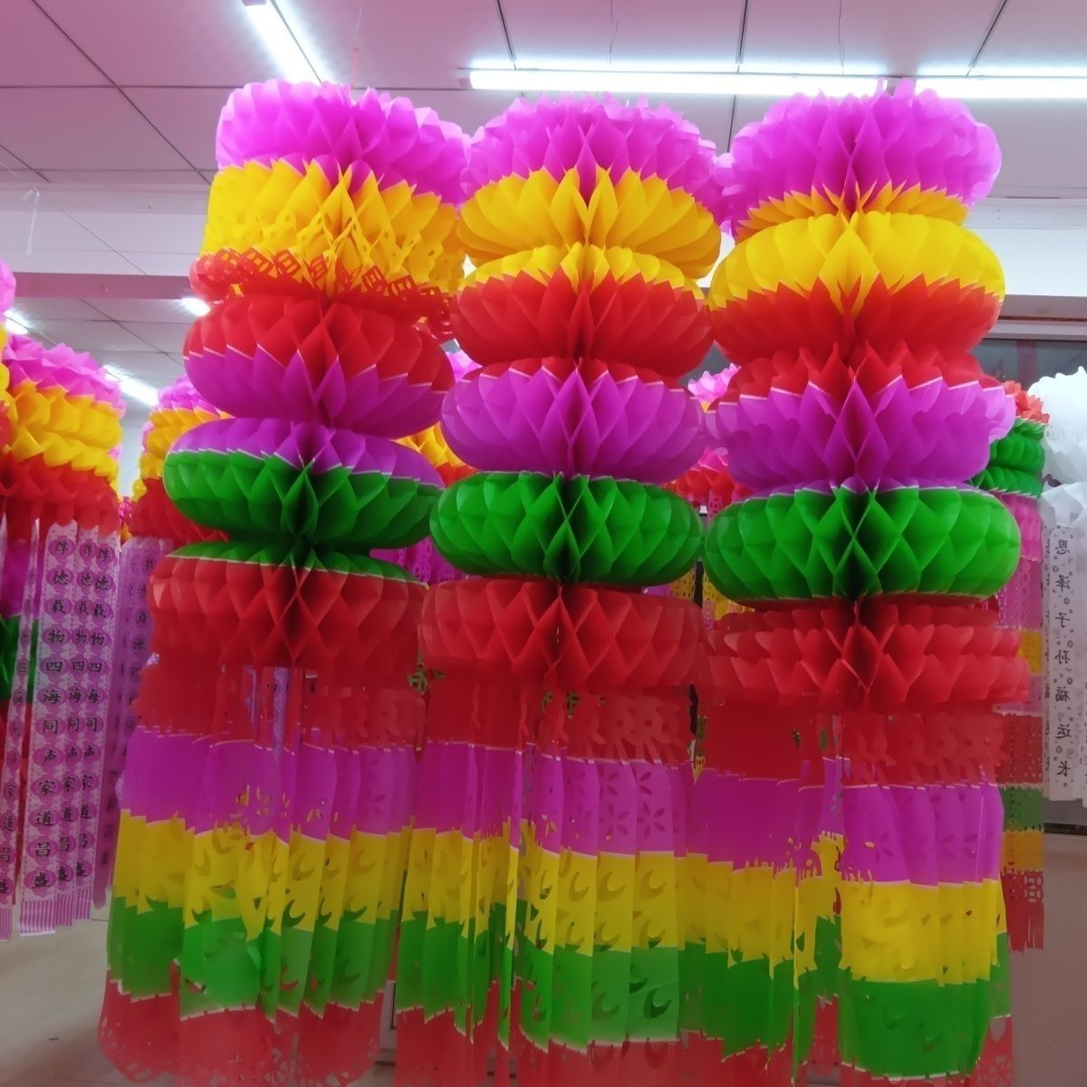 清明节吊灯笼纸拉花纸幡纸灯挂纸莲花飘纸花殡葬殡仪花篮花束白事