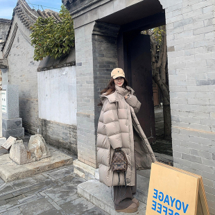 BTRS M丨白鹅绒羽绒服女款2026新款连帽保暖长款泡芙被子羽绒外套