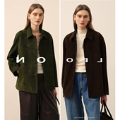 新款 进口反绒面复古百搭極简廓形翻领麂皮绒外套2026春季 现货