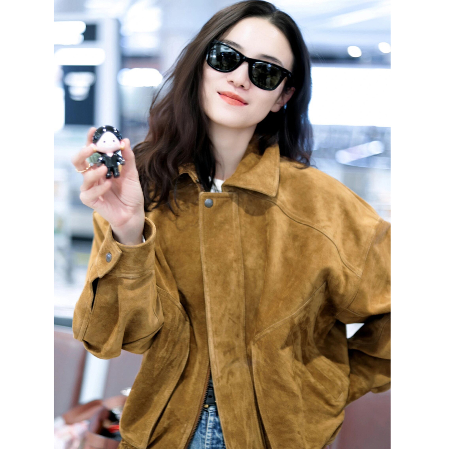 BTRS M丨宋佳同款羊反绒外套宽松机车麂皮绒复古皮衣女款2025新款