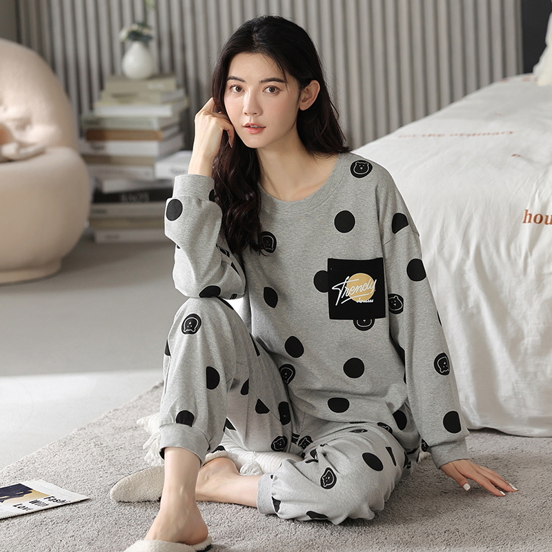 长袖睡衣套装全棉家居服100%纯棉