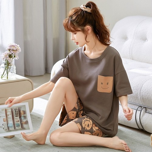 女韩版可爱宽松短袖家居服套装
