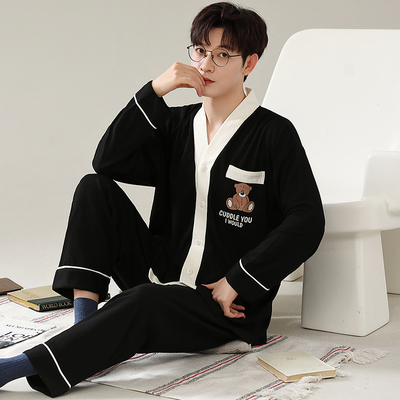 男棉特大码200斤长袖睡衣家居服