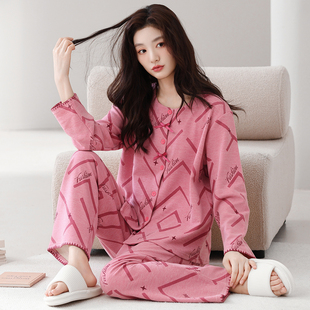 春秋季长袖睡衣套装加绒保暖羊毛蚕丝德绒家居服加厚可外穿女春天