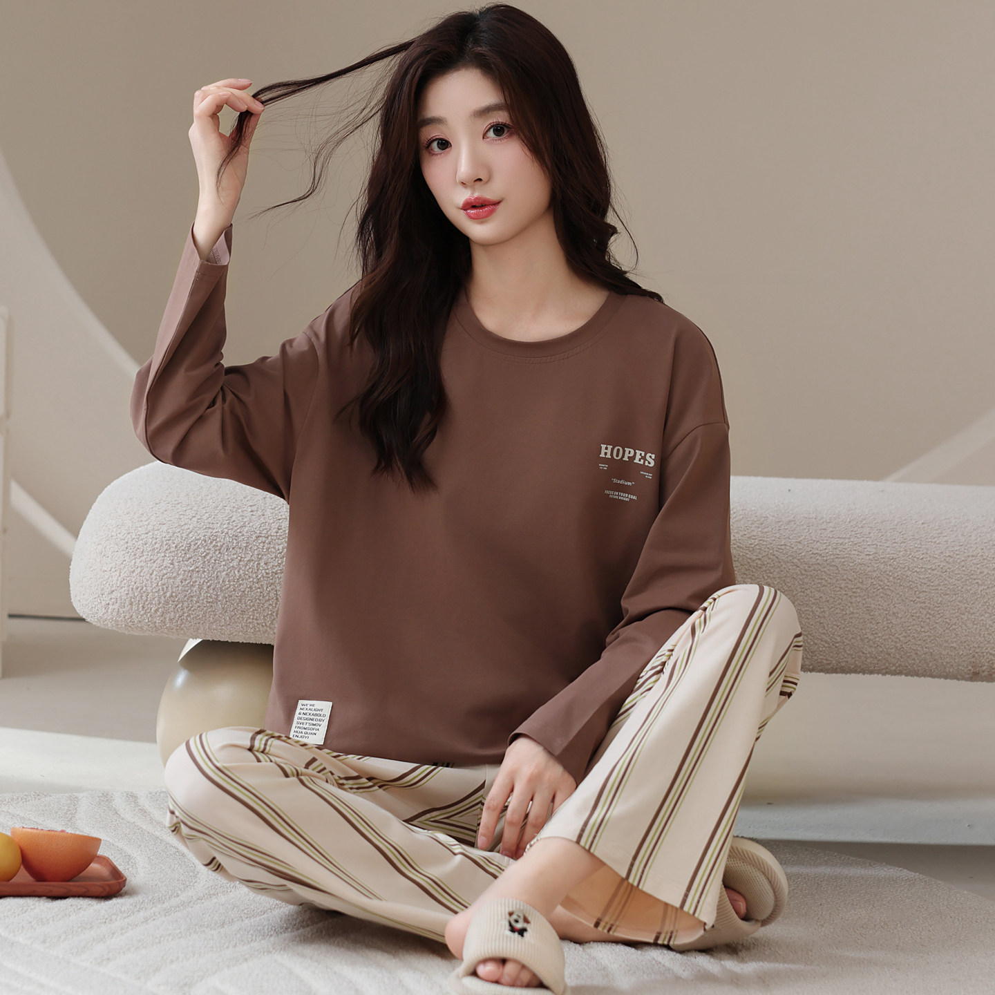 四季通用女士100%纯棉睡衣家居服