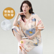 大码 睡衣套装 家居服短袖 女士自带胸垫一体薄款 200斤胖MM学生 夏季