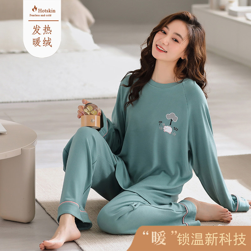 秋冬季保暖德绒长袖睡衣套装家居服加厚加绒女春天可外穿休闲运动