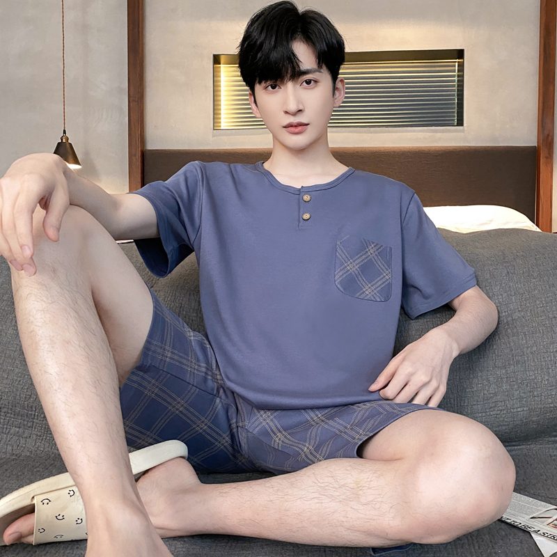夏季男士短袖睡衣套装家居服大码