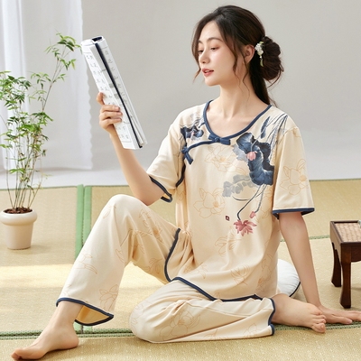 女新中式国风短袖睡衣套装