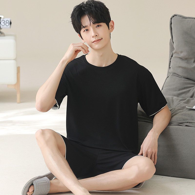 夏季男士冰丝睡衣套装大码短袖宽松家居服休闲运动薄款韩版青少年