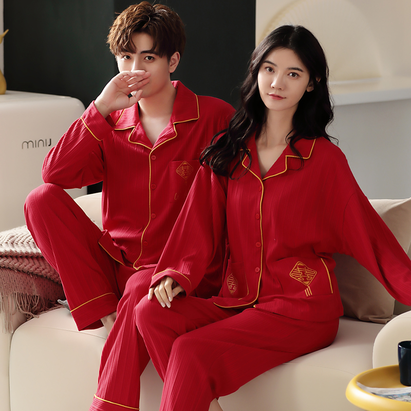 秋冬季睡衣情侣可爱开衫宽松女款长袖套装男士夏春秋天大码家居服