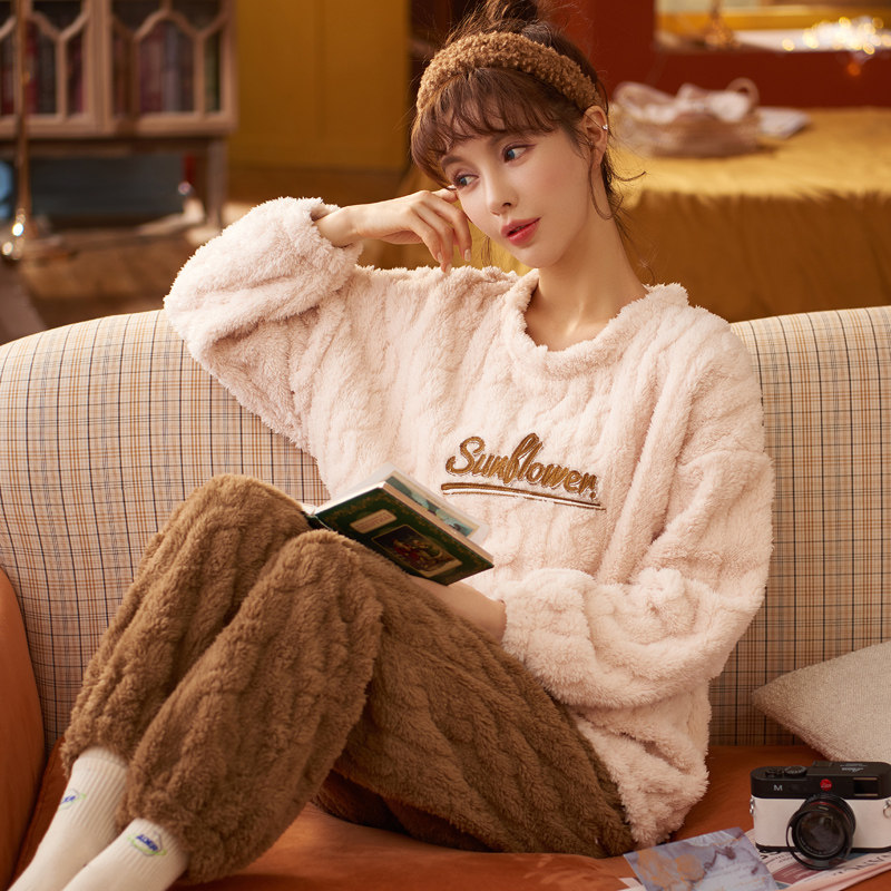 秋冬季睡衣女士可爱珊瑚绒加厚加绒保暖韩版法兰绒套装冬款家居服,女士内衣/男士内衣/家居服,睡衣/家居服套装,淘宝优惠券,粉丝福利购,淘宝优惠卷