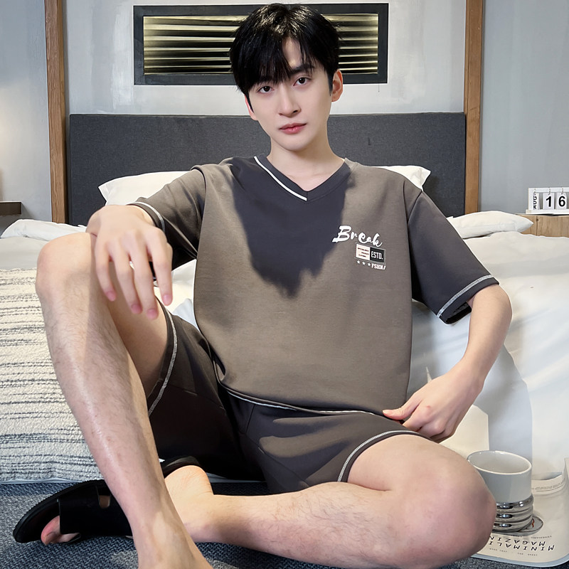 睡衣套装男士夏季短袖家居服薄款