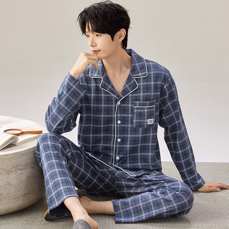 长袖大码睡衣套装男士家居服运动