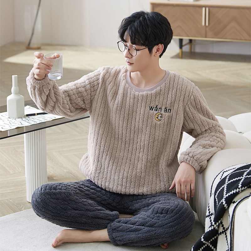 秋冬季男士法兰绒保暖长袖睡衣套装春天珊瑚绒加绒加厚家居服休闲,女士内衣/男士内衣/家居服,睡衣/家居服套装,淘宝优惠券,粉丝福利购,淘宝优惠卷