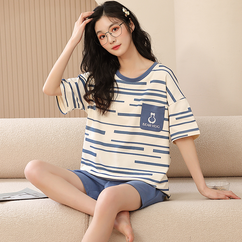 女大码宽松韩版短袖家居服套装