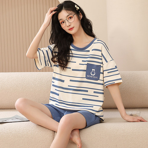 女大码宽松韩版短袖家居服套装