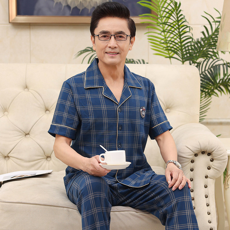 薄睡衣男士短袖长裤夏季开衫套装